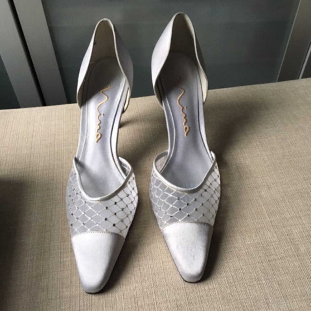 Nina Evening wear pump- Satin Silver